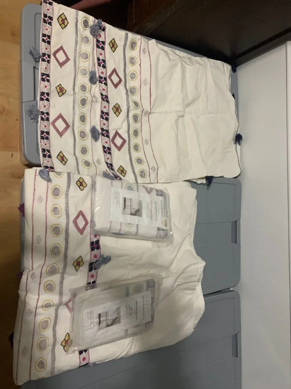 Anthropologie Boho Meramec Embroidered Bedding Set